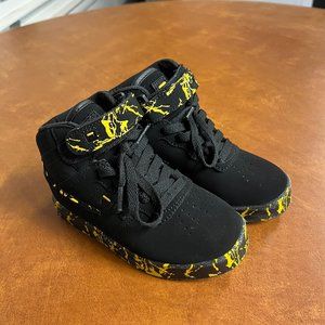 FILA Vulc 13 Black Yellow Splatter Sneakers Youth‎ Size 11 #3FM01023-040